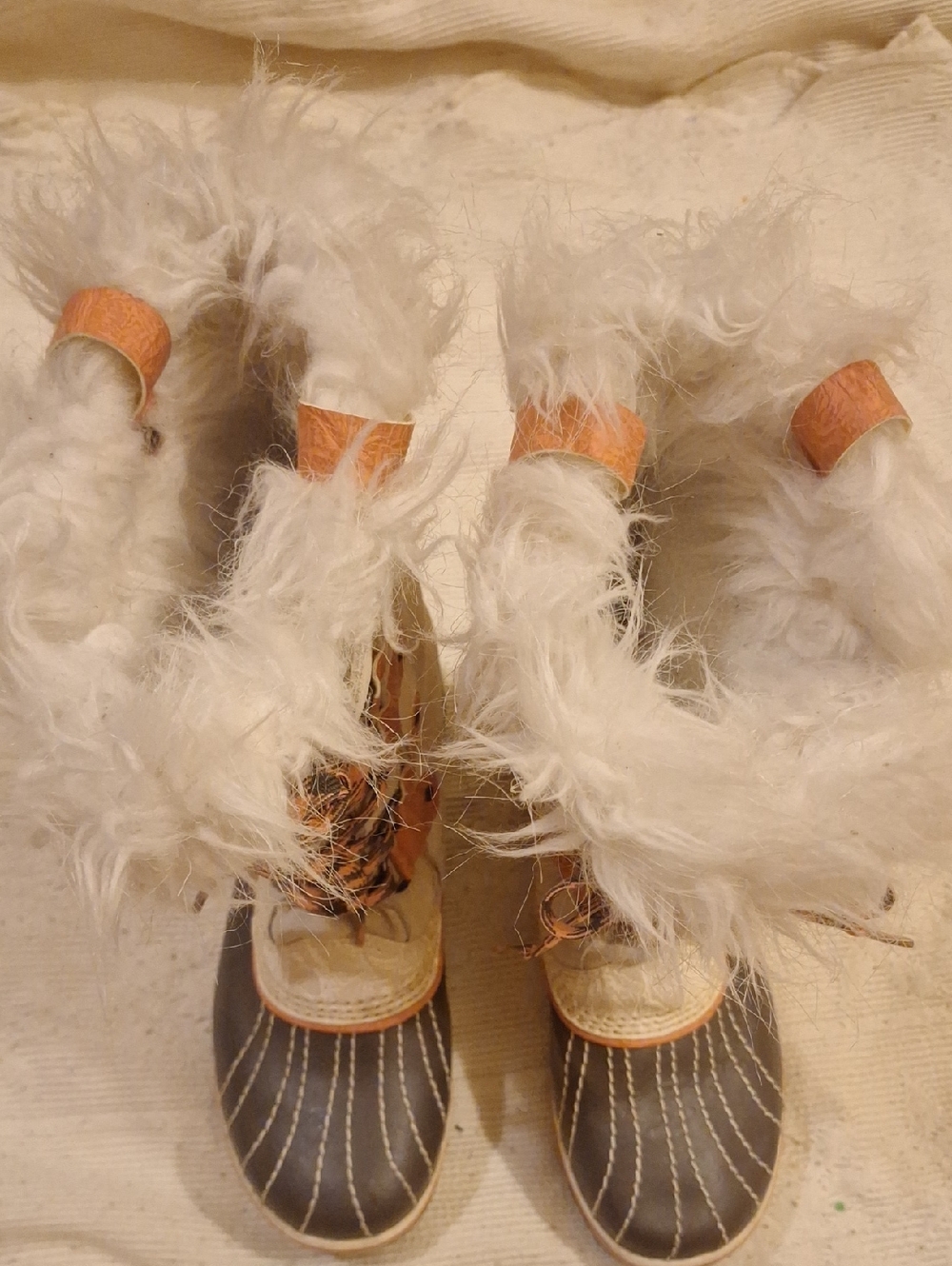 SOREL Women's Faux-Fur Trim Boots in Cream and Pink